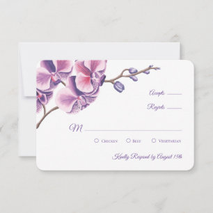 Cartão RSVP Confirmação de Presença para Casamento Orquídea Ro