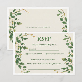 Cartão RSVP Confirmação de Presença para Casamento The Verdant