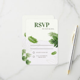 Cartão RSVP Confirmação de Presença para Casamento Tropical Ro