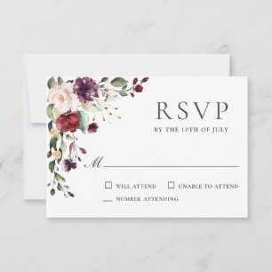 Cartão RSVP Confirmação de presença para evento floral românti