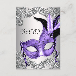 Cartão RSVP Confirmação de presença para Festa de Máscaras Rox
