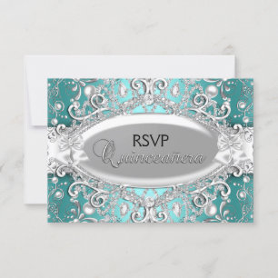 Cartão RSVP Confirmação de Presença para Quinceanera em Damasc