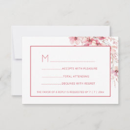 Cartão RSVP Confirmação de Presença Pink Boho Wildflowers