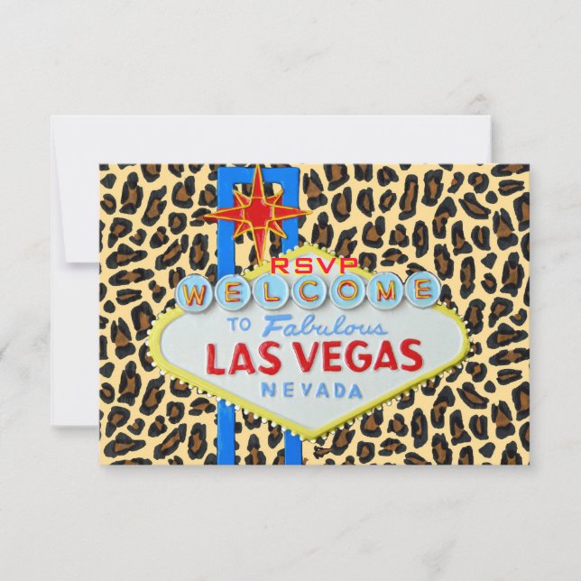 Cartão RSVP Confirmação de Receção em Las Vegas Estampa de Leo (Frente)