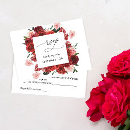 Cartão RSVP Confirmação de Refeição com Floral Vermelho