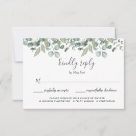 Cartão RSVP Confirmação de Refeição de Casamento com Verde de 