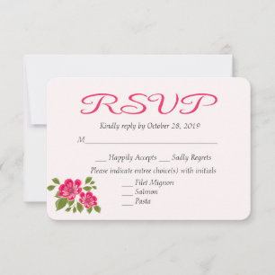 Cartão RSVP Confirmação Flor Rosa Flor Casamento / Festa