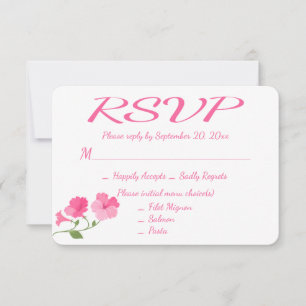 Cartão RSVP Confirmação Floral Rosa e Branco para Casamento