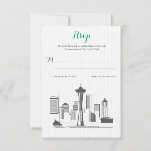 Cartão RSVP Confirme presença Casamento Silhueta de Seattle