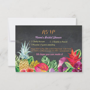 Cartão RSVP Confirme sua presença Chuveiro de Noiva Aloha Trop