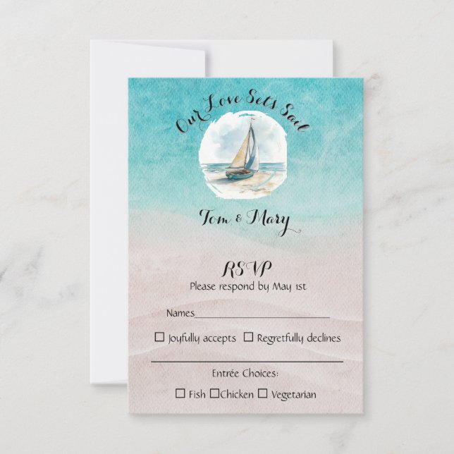 Cartão RSVP Confirme sua presença no casamento Set Sail  (Frente)