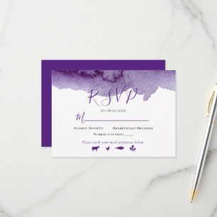 Cartão RSVP Conjunto de Casamento com Lavagem de Cor Roxa Aqua