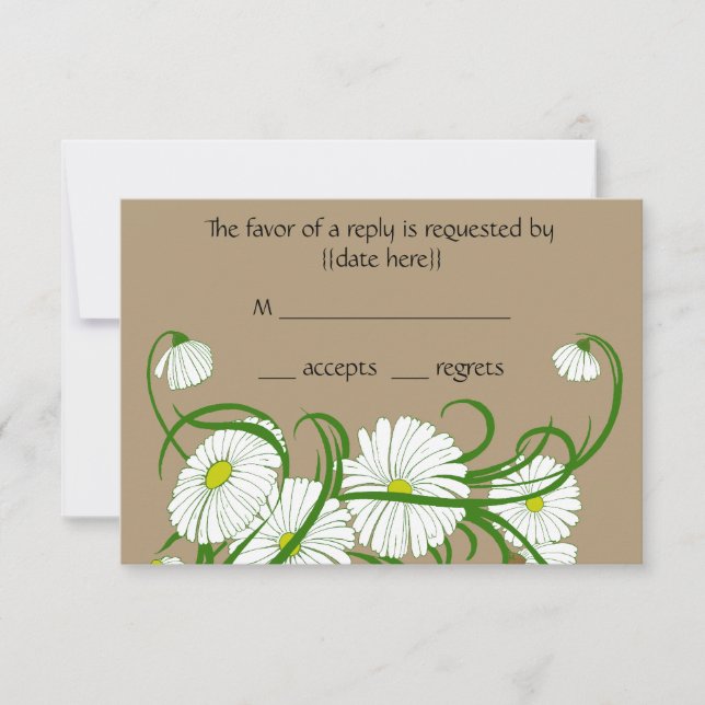 Cartão RSVP Conjunto de casamento de flores de margarida Gerbe (Frente)