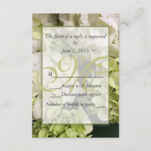 Cartão RSVP Conjunto de Noiva Hydrangea Branco Verde
