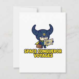 Cartão RSVP Conquistador Espacial Viagens Quadrinhos Retro Fic