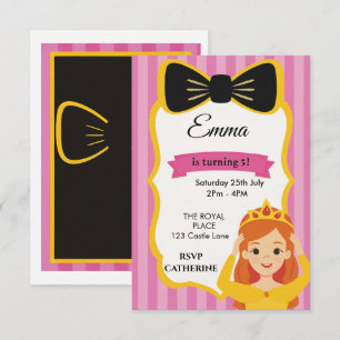 Cartão RSVP Convidado de aniversário da Princesa Rosa zazzle