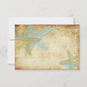 CARTÃO RSVP CONVITE-SE PARA O CASAMENTO COM ESTRELAS DO MAR AZ