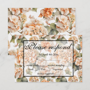 Cartão RSVP Cor de água floral branca esverdeada de cor de lar