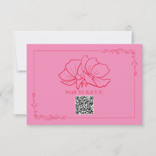 Cartão RSVP Cor-de-rosa + Casamento Vermelho
