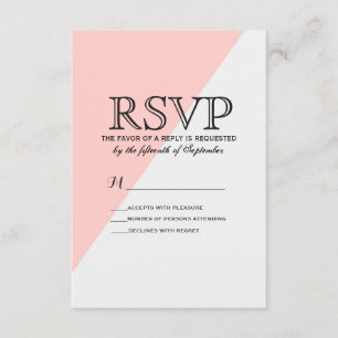 Cartão RSVP Cor-de-rosa claro e Cinza dois tons
