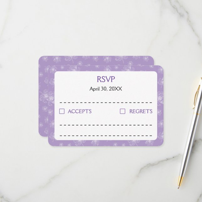 Cartão RSVP Cor de rosa claro e peônias brancas. (Frente/Verso In Situ)