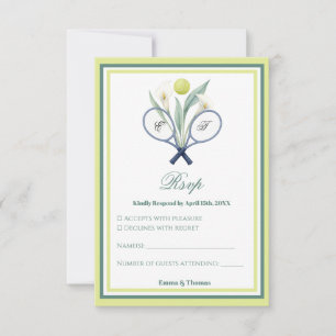 Cartão RSVP Cor do Limão Verde de Casamento de Tenniscore à Te