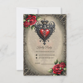 Cartão RSVP Coração gótico elegante, mas místico