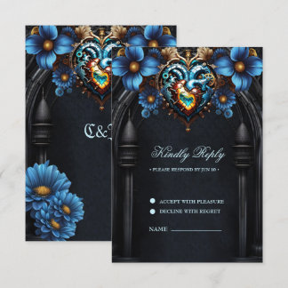 Cartão RSVP Coração nobre steampunk