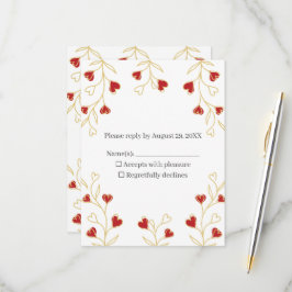 Cartão RSVP Coração Romântico Floral