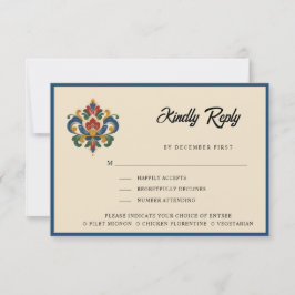 Cartão RSVP Coração Rosemalin Norueguês | Responder | Opções d