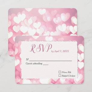 Cartão RSVP Corações Cor-de-Rosa de Casamento
