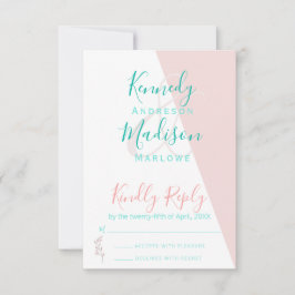 Cartão RSVP Coral Geométrico