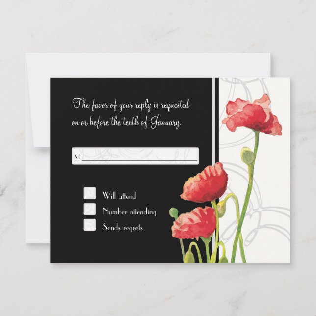 Cartão RSVP Corante das águas modernas - vermelhos papilas tur (Frente)