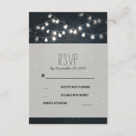 Cartão RSVP Corda Elegante Luzes Noturnas Estrelas Casando RSV
