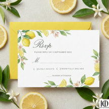 Coroa de Aquarela Casamento Cítrico Mediterrâneo