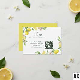 Cartão RSVP Coroa de Aquarela Casamento Mediterrâneo Citrino