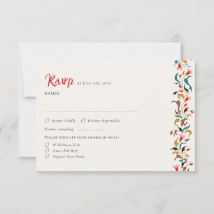 Cartão RSVP Coroa de Flores Romântica Moderna e Elegante para