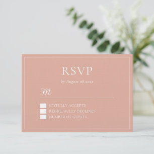 Cartão RSVP coroa de folhas rosa empoeirada boho para casament