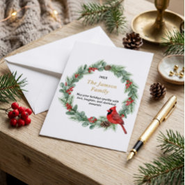 Cartão RSVP Coroa de Natal de Cardinal em Aquarela Personaliza