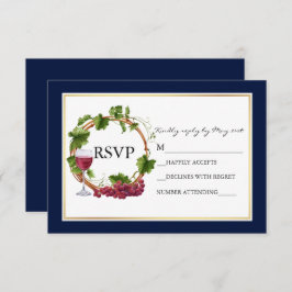 Cartão RSVP Coroa de Videiras de Aquarela Elegante Casamento A