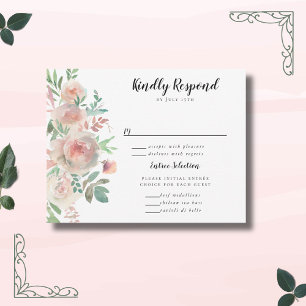 Cartão RSVP Coroa Floral de Romance Atemporal Casamento
