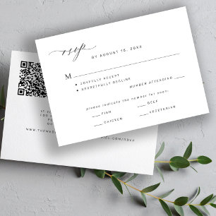 Cartão RSVP Correio clássico moderno ou casamento com código Q