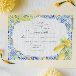 Cartão RSVP Costa Amalfitana | Azulejos de Limão Mediterrâneo