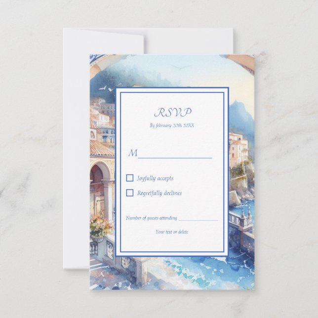 Cartão RSVP Costa do Amalfi Elegante Itália (Frente)