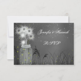 Cartão RSVP Country Mason Jar, Dandelions, Chalkboard