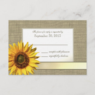 Cartão RSVP Country Sunflower and Burlap Look Response