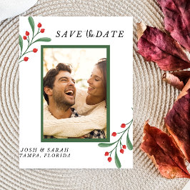 Cartão RSVP Cranberry Photo Holiday Save the Date Invitation 