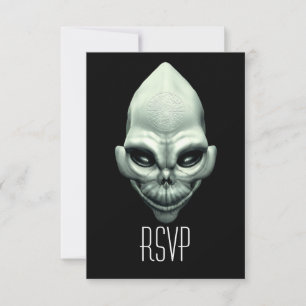 Cartão RSVP Crânio Exterior Extraterrestre da Alienígena Marci