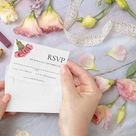 Cartão RSVP Cravos cor-de-rosa no branco moderno Floral