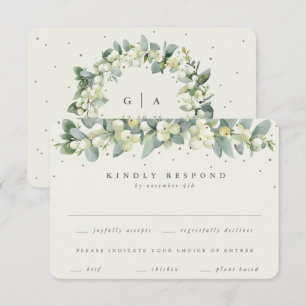 Cartão RSVP Cream Snowberry+Eucalyptus Garland Casamento no in